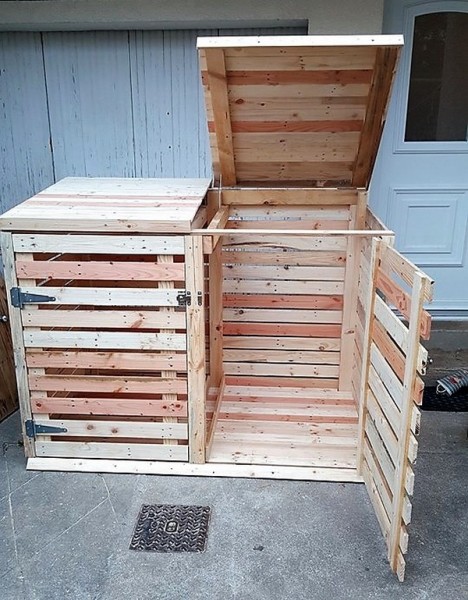 Repurposed Wood Pallet Trash Can Cover Box | Wood Pallet Furniture