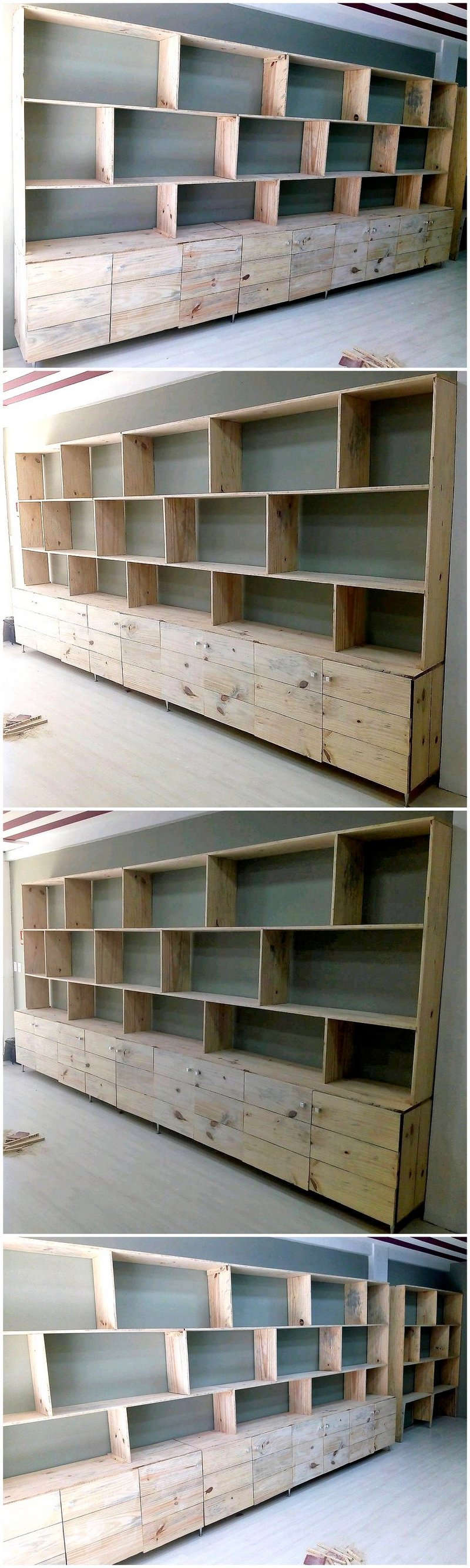 pallet shelves and drawers projects