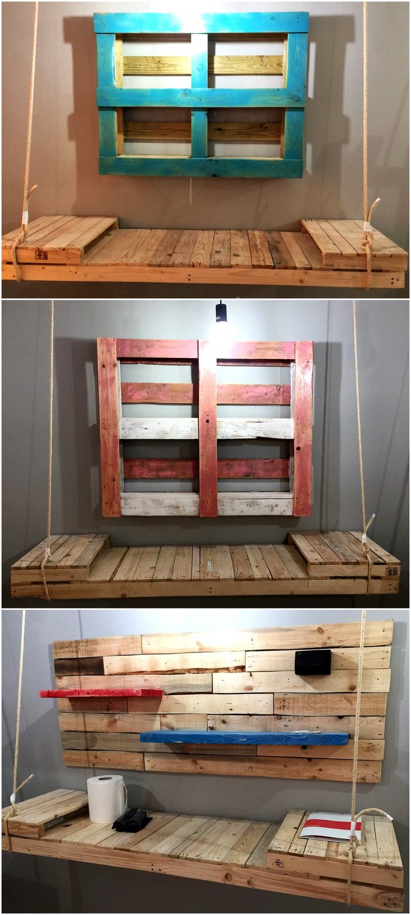 pallet wall shelf and hanging table