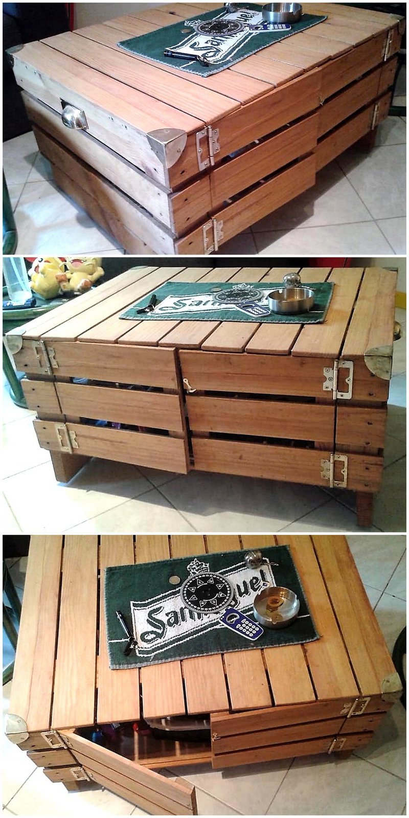 pallet wooden table with storage