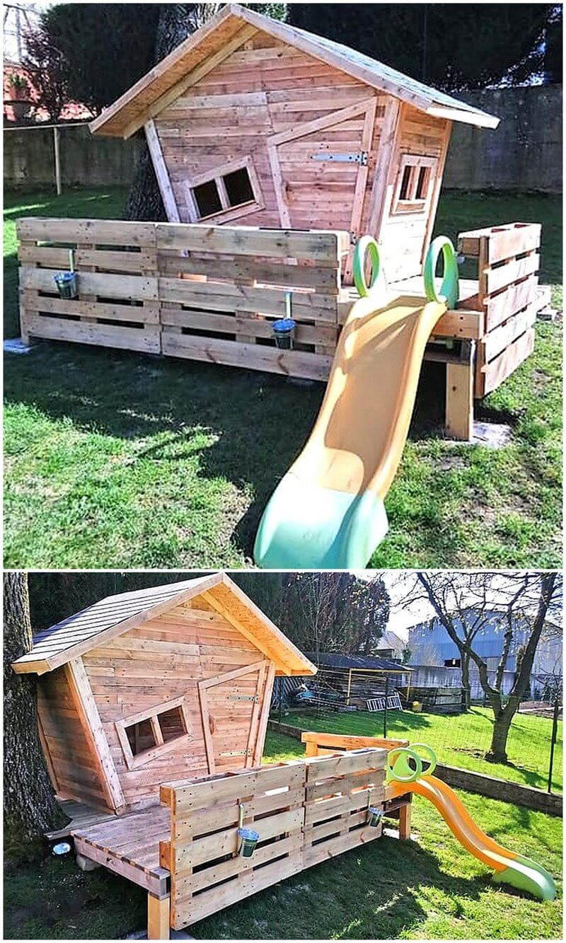 pallets made kids play cabin