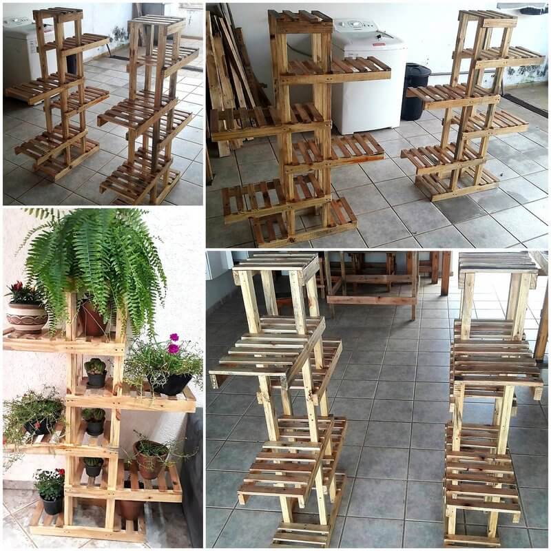 pallets wooden pots stand