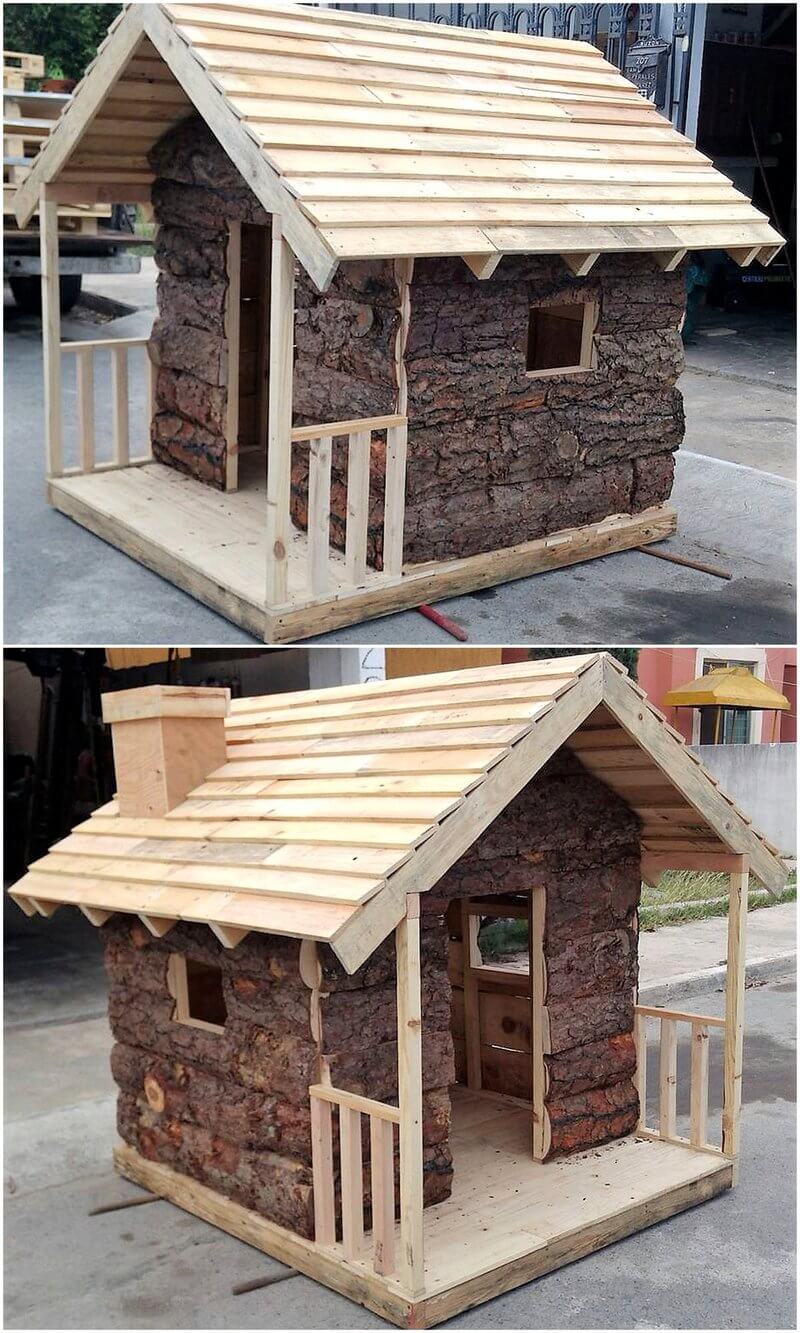 reclaimed pallets kids play cabin