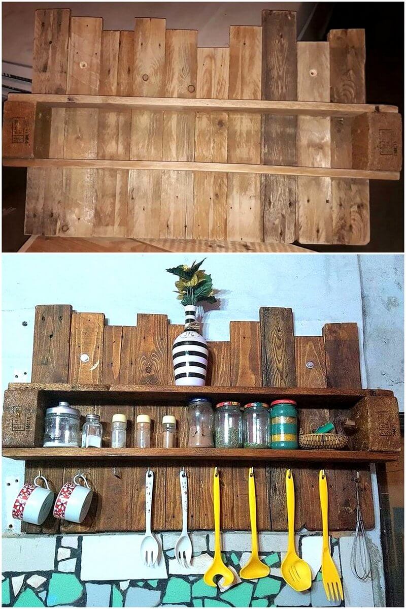 repurposed wood pallet shelf