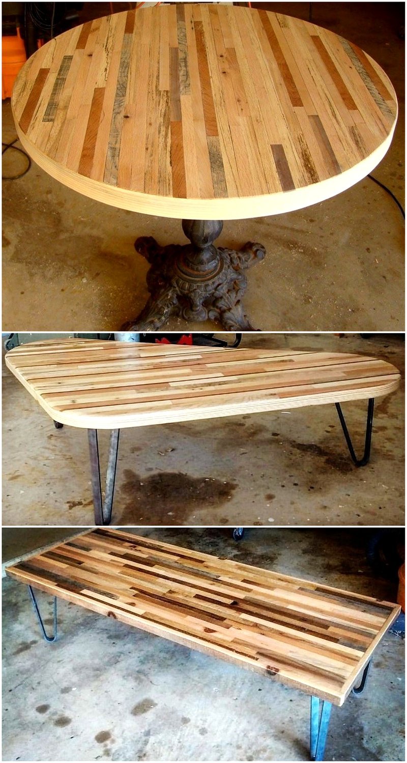 reused wood pallet tables