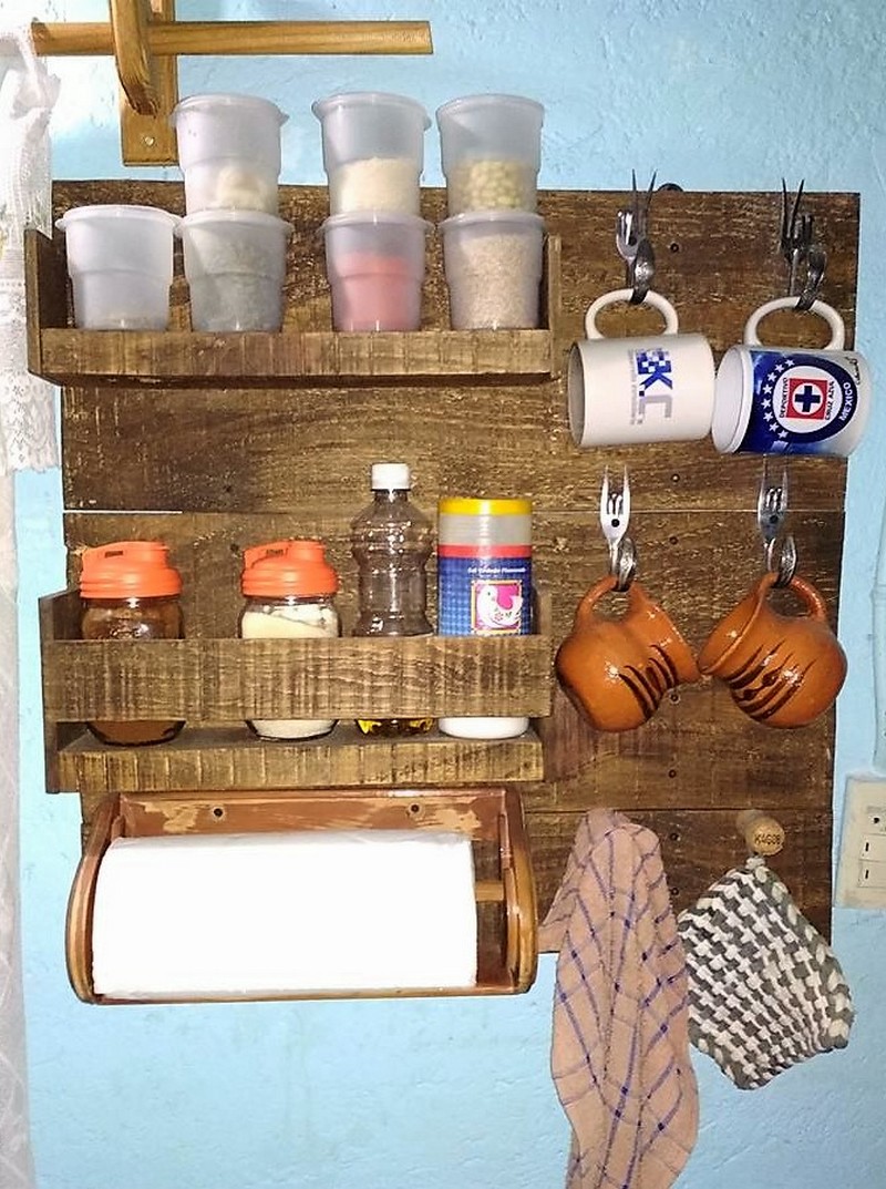 wood pallet rustic kitchen shelf