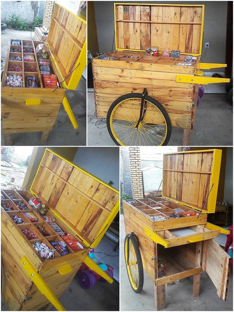 wood pallet shop bar on wheels