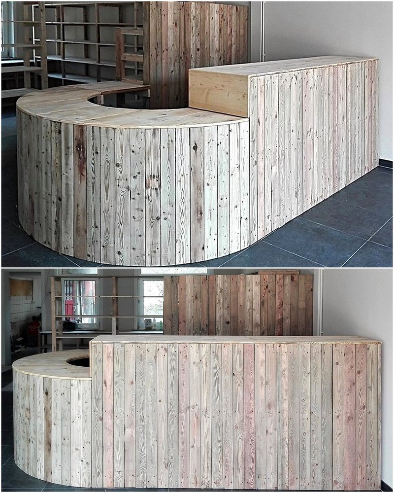 wooden pallet store counter plan