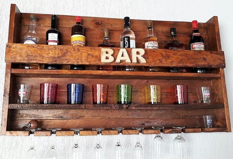 wooden pallet wall bar