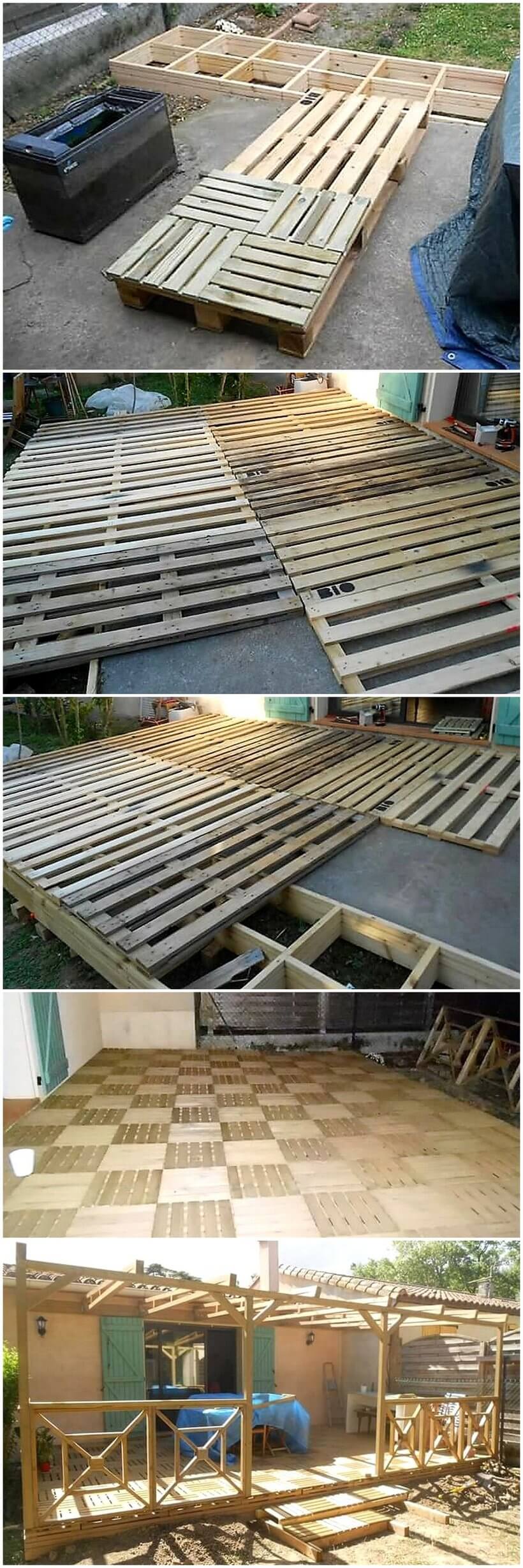 DIY pallets wooden pergola deck