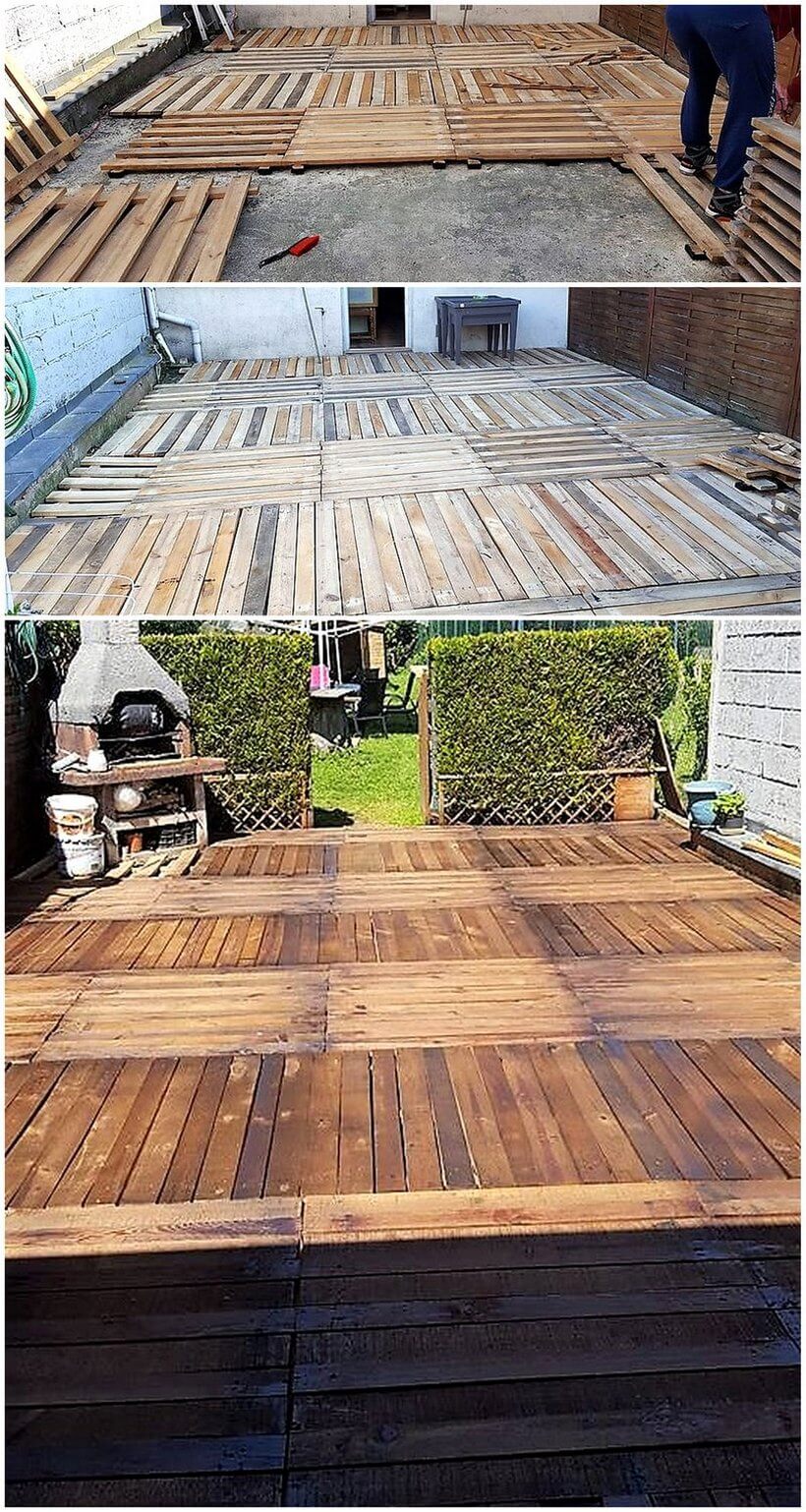 DIY pallets wooden terrace plan