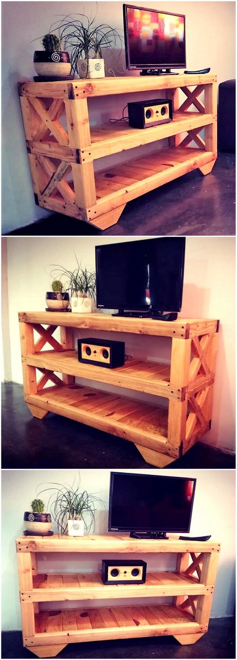 old pallets media console