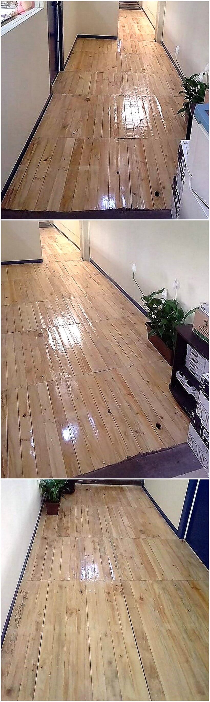 pallets wooden flooring idea