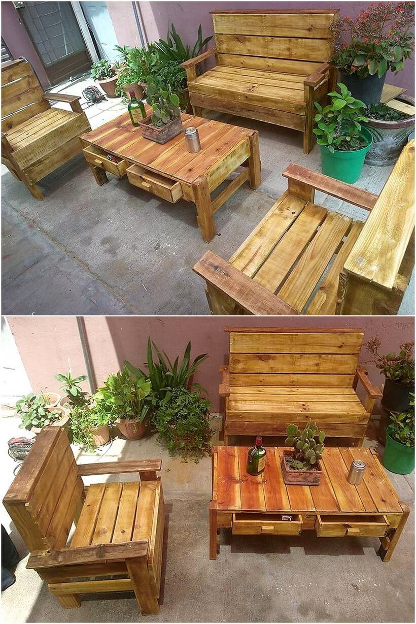 pallets wooden rustic furniture for outdoors