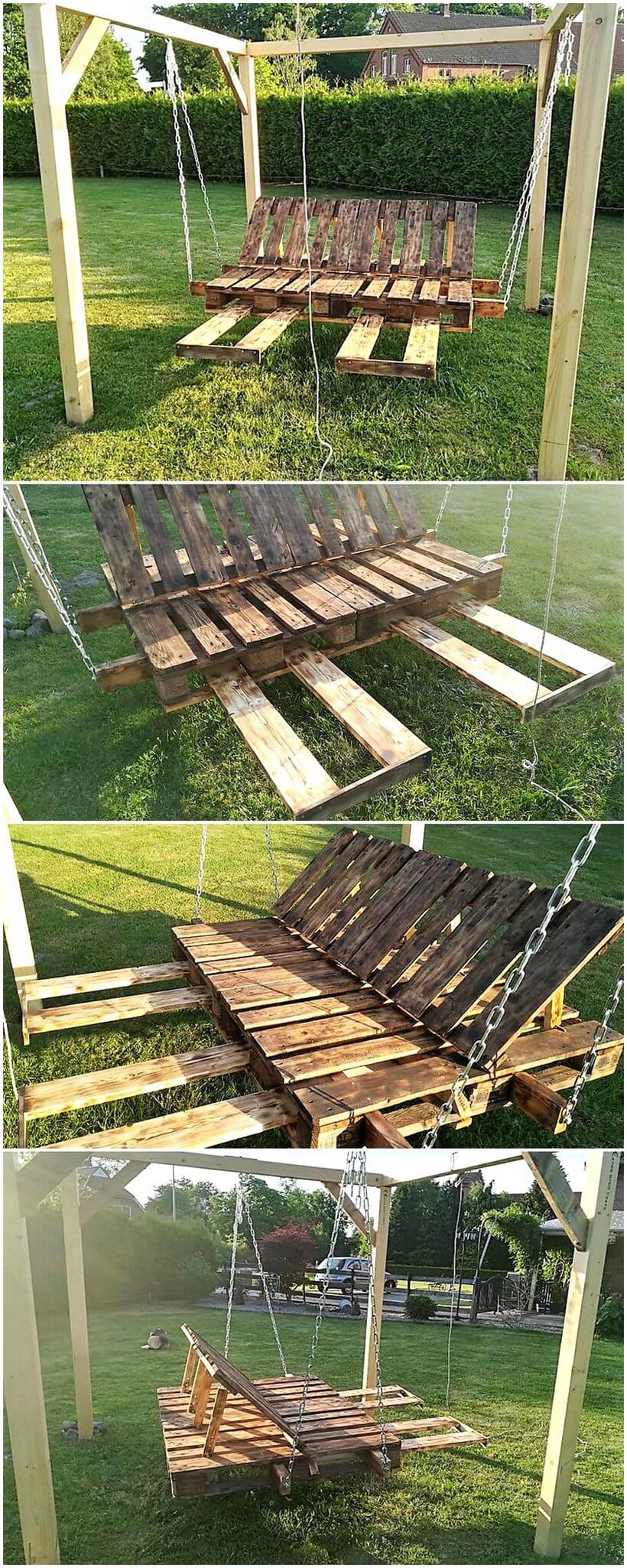 recycled pallets made garden swing