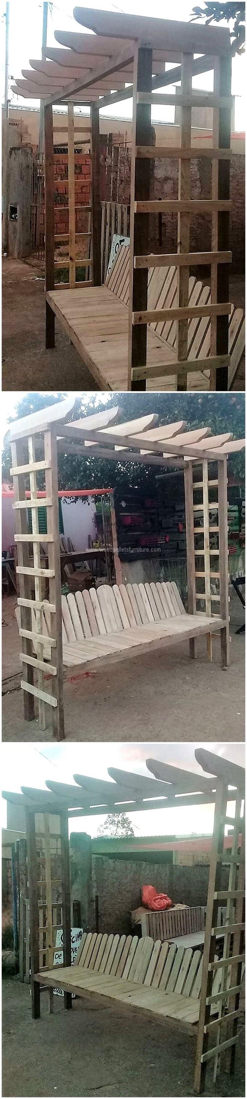 pallet pergola bench