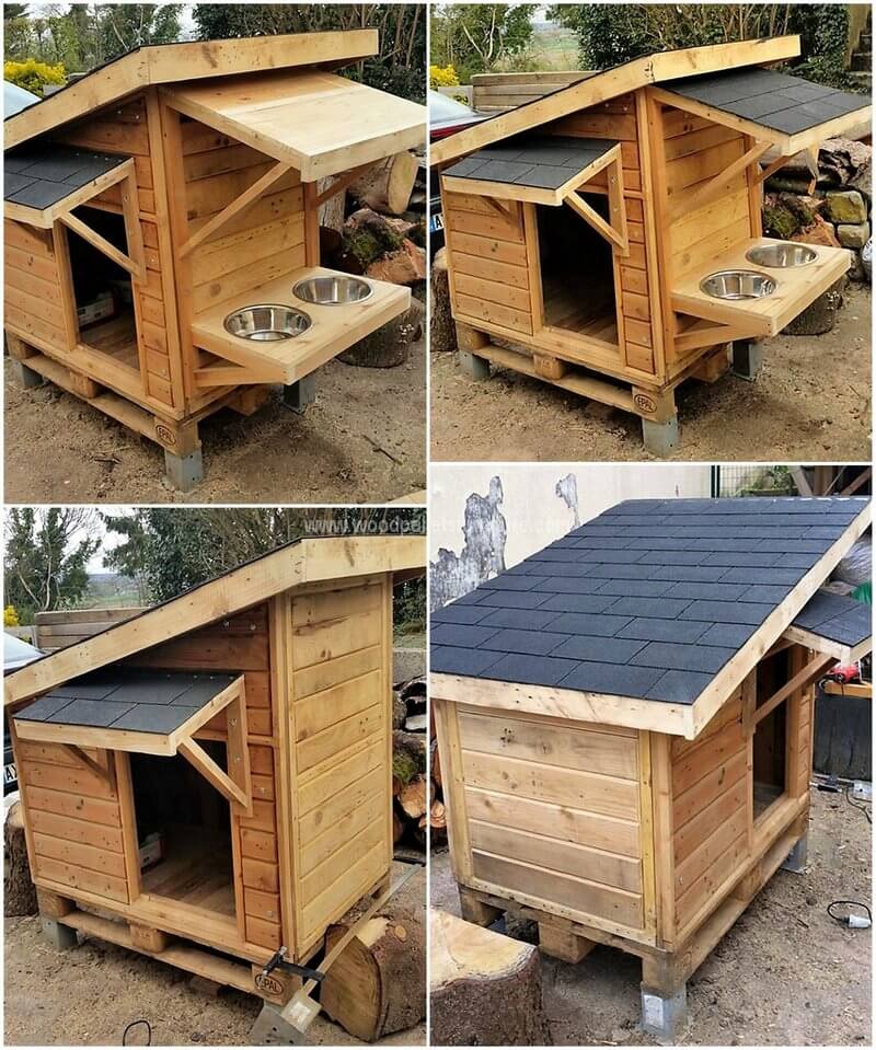 reused pallets made dog house