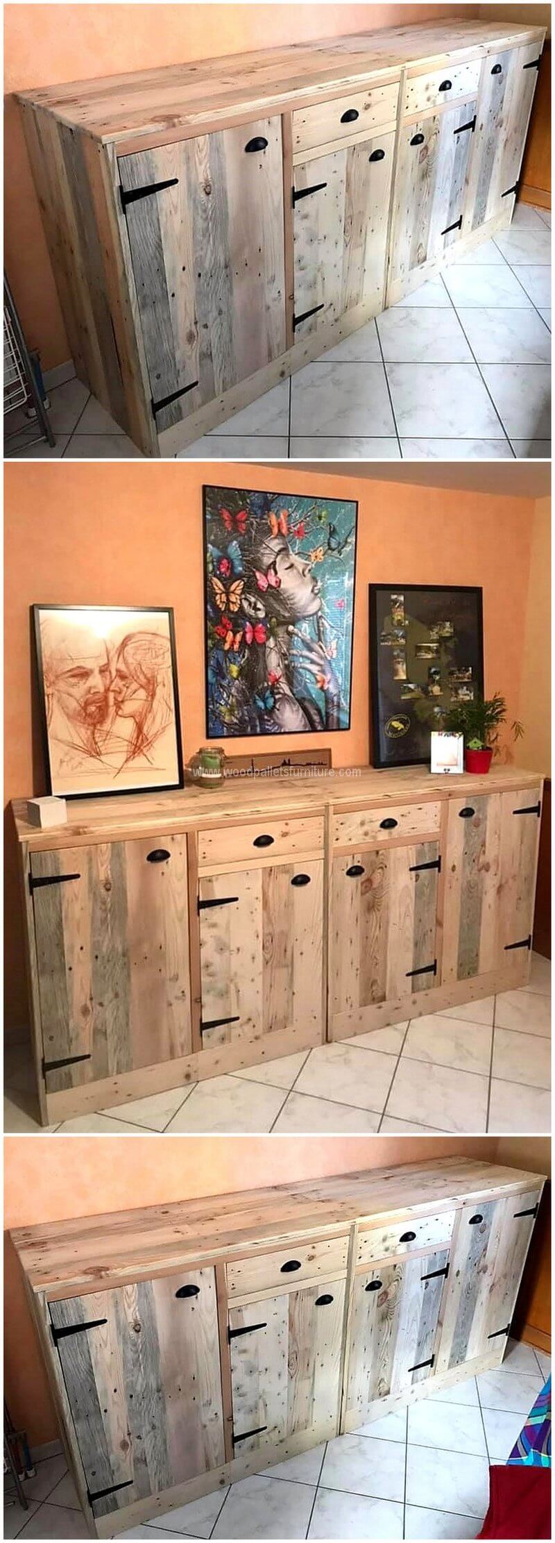 pallet wooden rustic entrance table