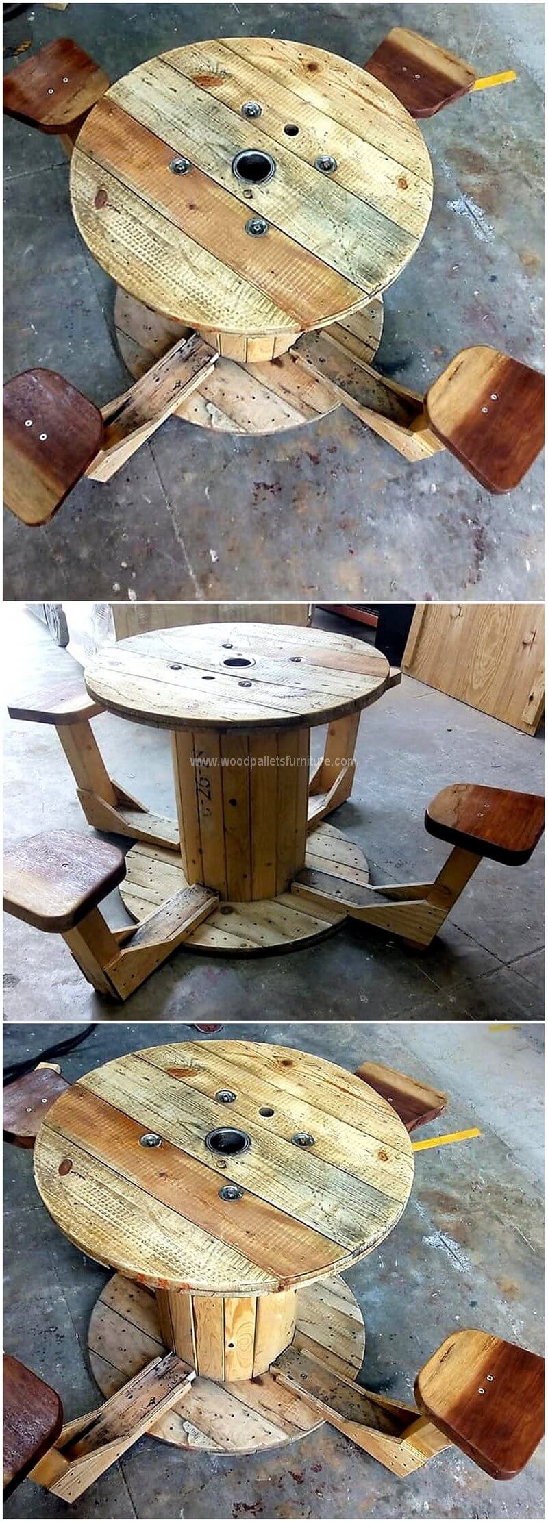 reused pallet cable reel furniture